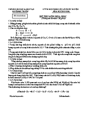 Kỳ thi học sinh giỏi lớp 8 cấp huyện năm học 2015 - 2016 đề thi môn Hóa Học